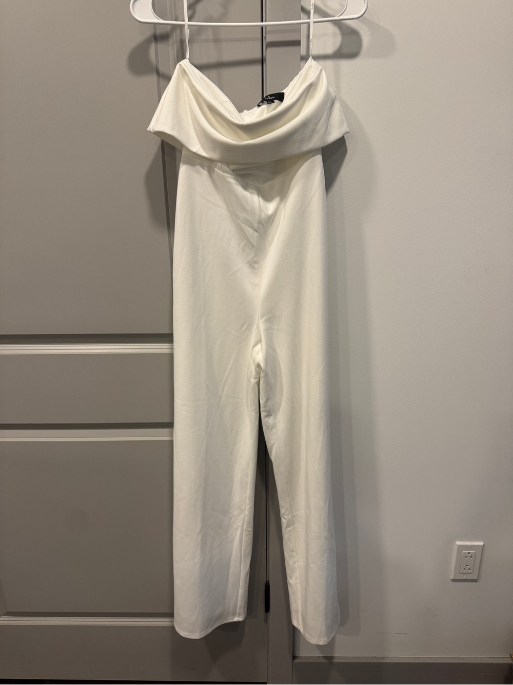 Lulu's Strapless White Wide-Leg Jumpsuit